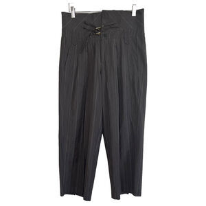 see by chloe Size 4 Brown Pinstripe Buckle Wide Leg Crop High Rise Academia aa5
